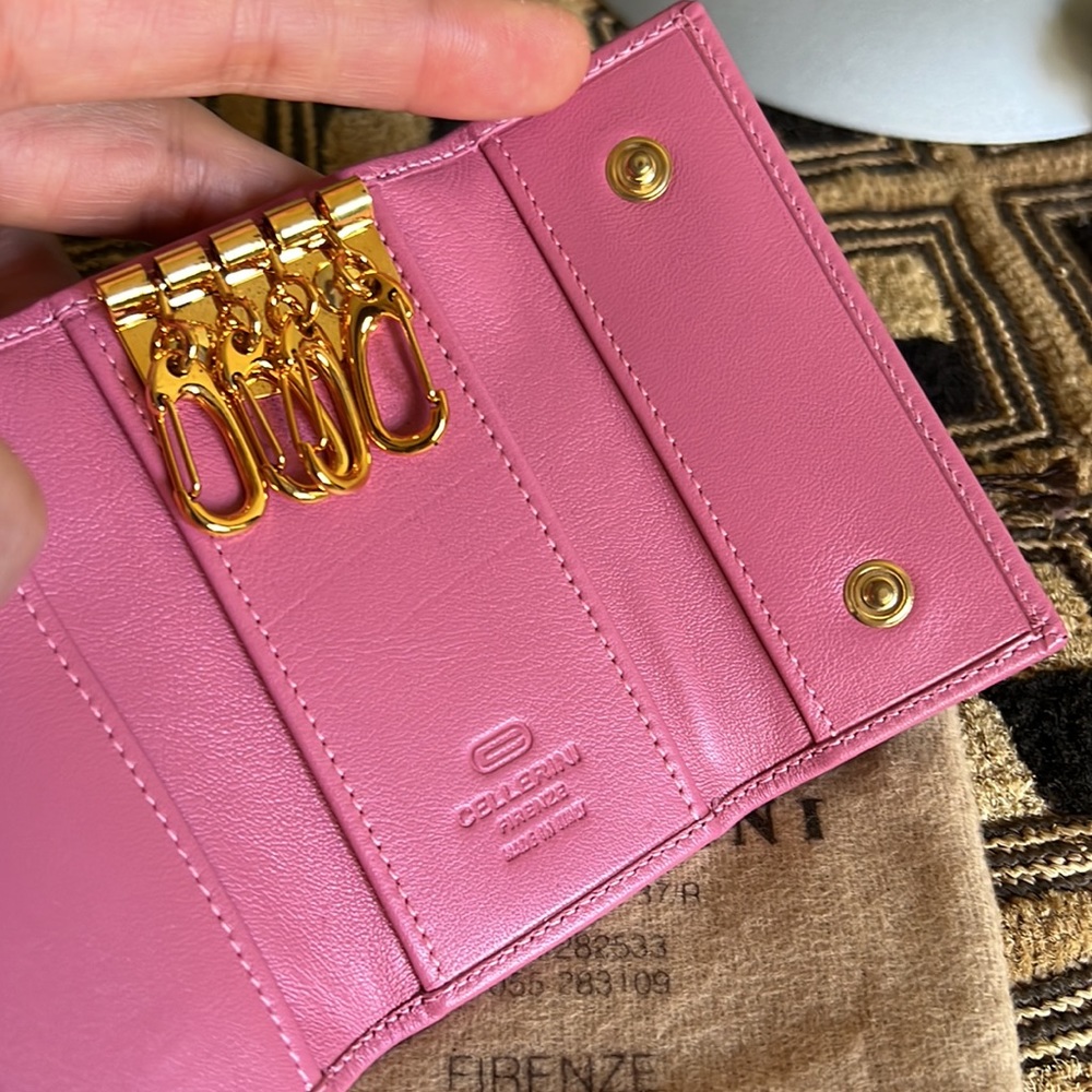 Pink leather 4 KEY HOLDER New. Made in Italy. Original dust bag. Cellerini - Picture 4 of 4